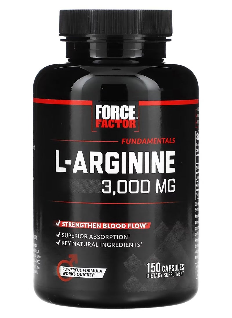 Force Factor Force Factor L-Arginine 3000 mg 150 Capsules (600 mg per capsule)  - Image 1