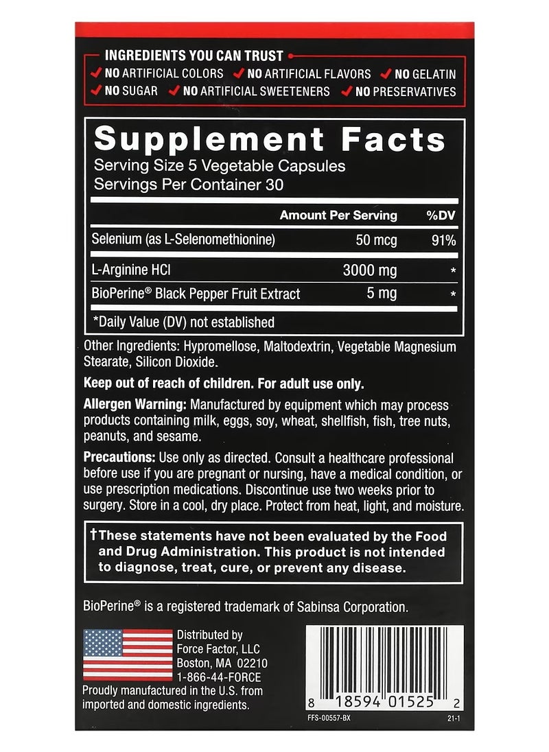 Force Factor Force Factor L-Arginine 3000 mg 150 Capsules (600 mg per capsule)  - Image 3