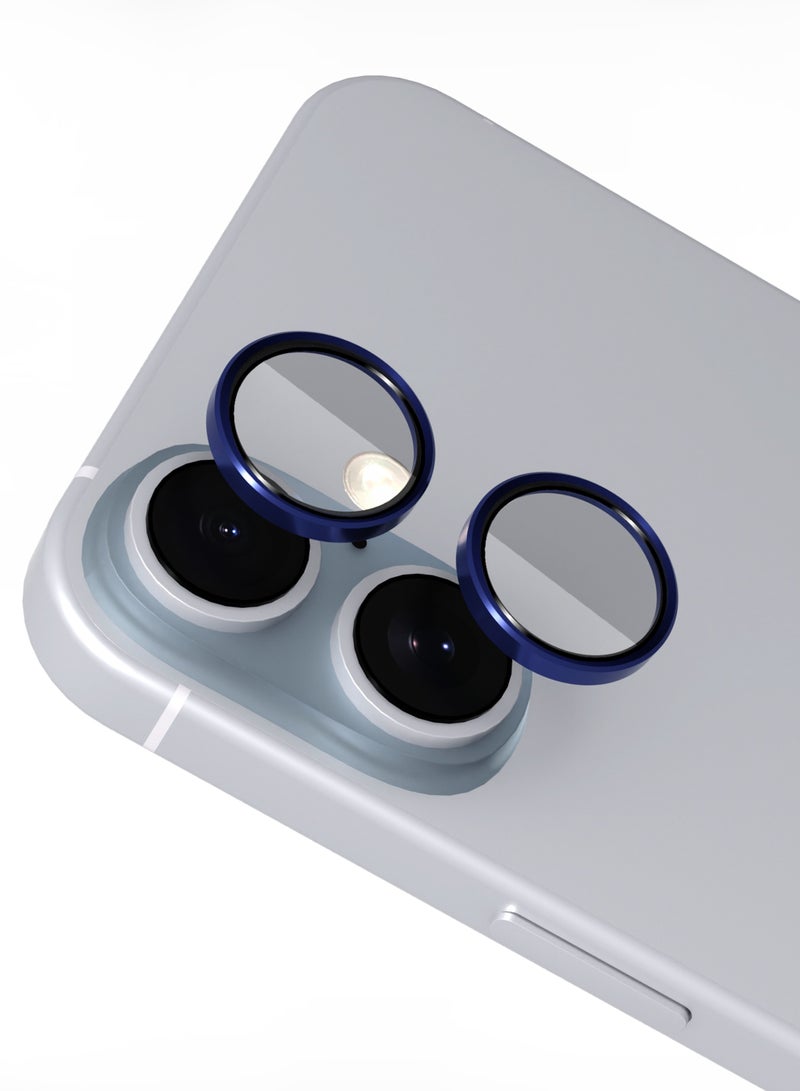 ماكس آند ماكس واقي عدسة الكاميرا لهاتف iPhone 16 و16 Plus - حواف من الألومنيوم، طلاء مضاد للخدش، زجاج شفاف رقيق مقاوم للخدش - أزرق - Image 1