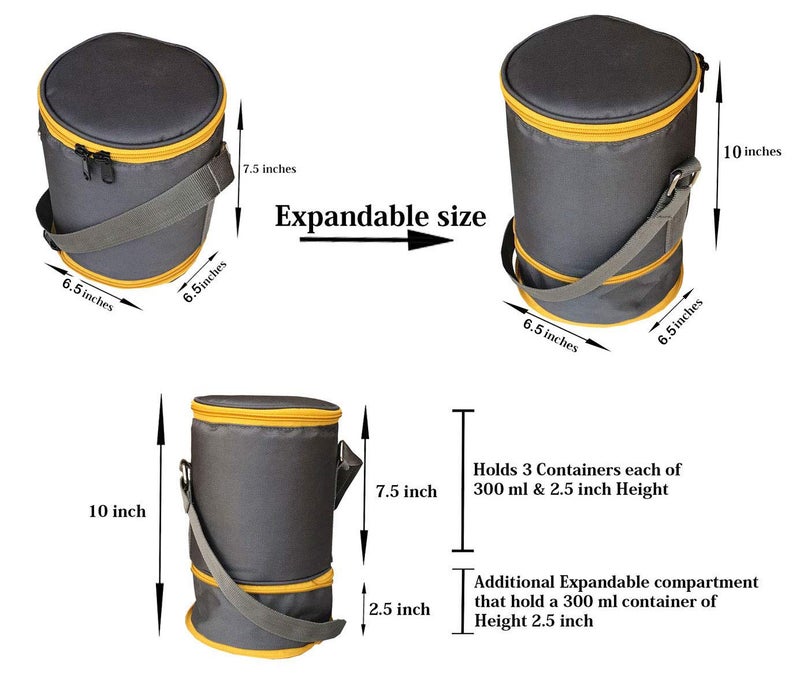 Foonty Daily Use 4 Cum 3 Storey Waterproof Lunch Bag/Tiffin Bag (Grey,FFFLB9003C) - Image 3