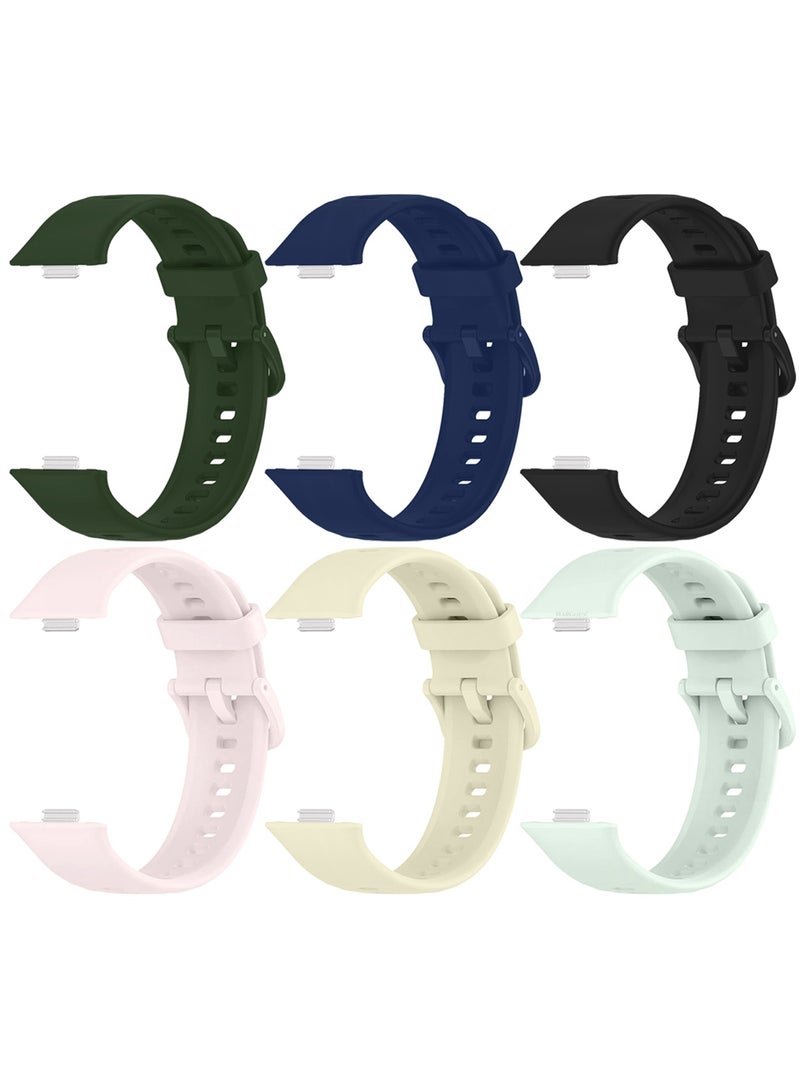 6Packs Wristband for Huawei Watch Fit 3/Fit 4/Fit 4 Pro Bands, Silicone Bracelet Quick Release Arm Band, Replacement Smartwatch Band Quick Release Sport Straps - 6 Colours - Image 1