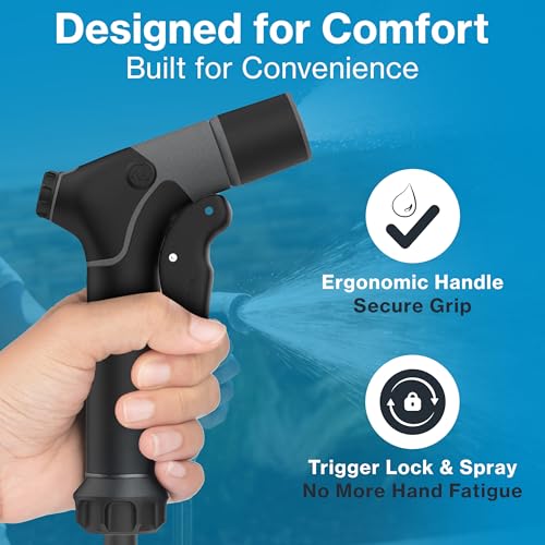 Aquor Utility Spray Nozzle HeavyDuty Garden Hose Nozzle with Dual Flow Control Adjustable Jet to Cone Spray Water Hose Sprayer for Lawn Car Wash Dog Wash Cleaning and Gardening Jet Black - Image 3