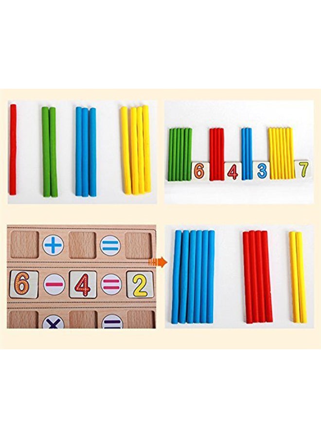 صندوق ألعاب تعلم الرياضيات مكون من 70 قطعة، لوح مزدوج الجوانب مع 3 طباشير ملونة ومنفضة غبار - Image 4