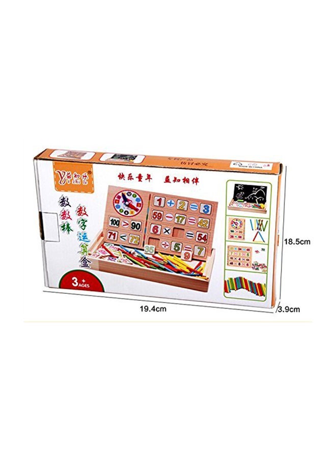 صندوق ألعاب تعلم الرياضيات مكون من 70 قطعة، لوح مزدوج الجوانب مع 3 طباشير ملونة ومنفضة غبار - Image 1