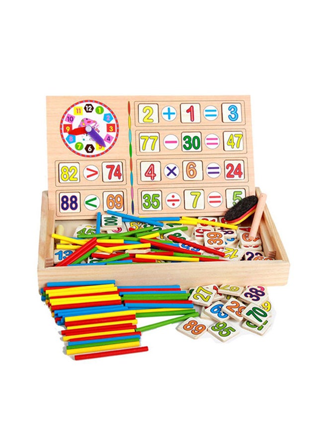 صندوق ألعاب تعلم الرياضيات مكون من 70 قطعة، لوح مزدوج الجوانب مع 3 طباشير ملونة ومنفضة غبار - Image 3