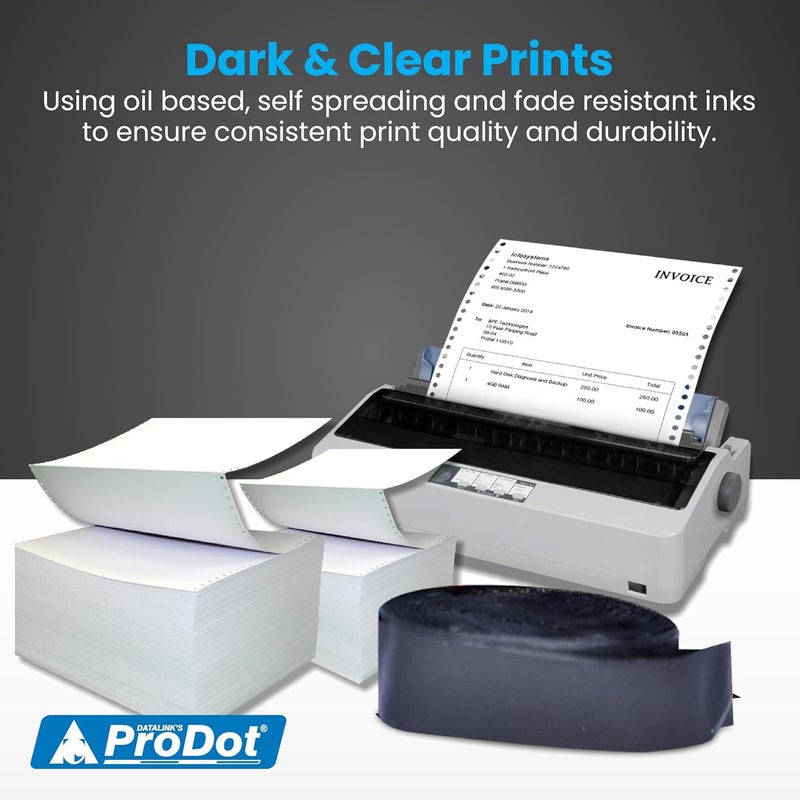 ProDot FX-105 (12.7 x 15 Mtr) Ribbon for Dot Matrix Printer Cartridge Set of 10 Pcs - Black - Image 3