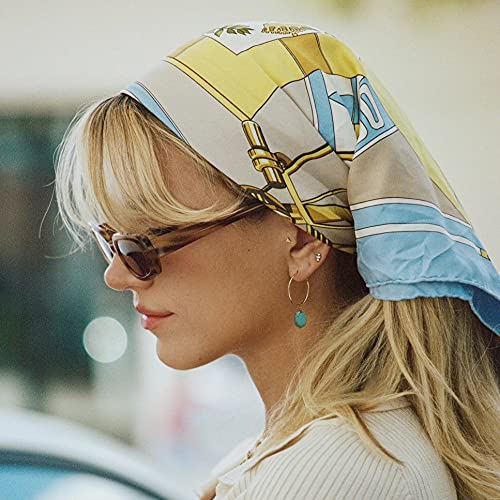 PEARLADA 18k Gold Hoop Earrings with Turquoise Charm Boho Dangle Drop Earrings Trendy Handmade Summer Jewelry - Image 2