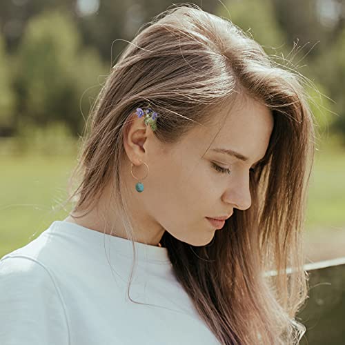 PEARLADA 18k Gold Hoop Earrings with Turquoise Charm Boho Dangle Drop Earrings Trendy Handmade Summer Jewelry - Image 5