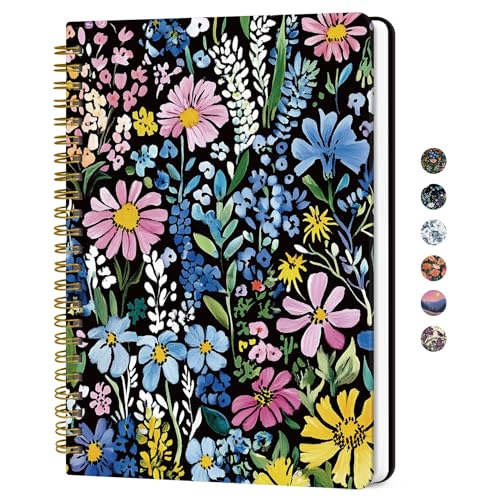 ZOTIA Lined Spiral Journal for Women, A5 Hardcover Cute Notebook for Work & Note Taking, Aesthetic Pretty Journal for Writing, 140 Pages, 6"x8", Painted Garden - Image 1