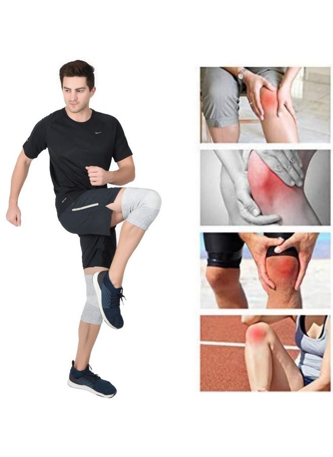 AccuSure - AccuSure Orthopedic Pain Relief Bamboo Yarn Knee Cap Brace/Sleeves Pair For Sports, Pain Relief, Compression Support, Exercise, Running, Cycling,Cap Guard Brace Knee Support For Men And Women-L - Image 1