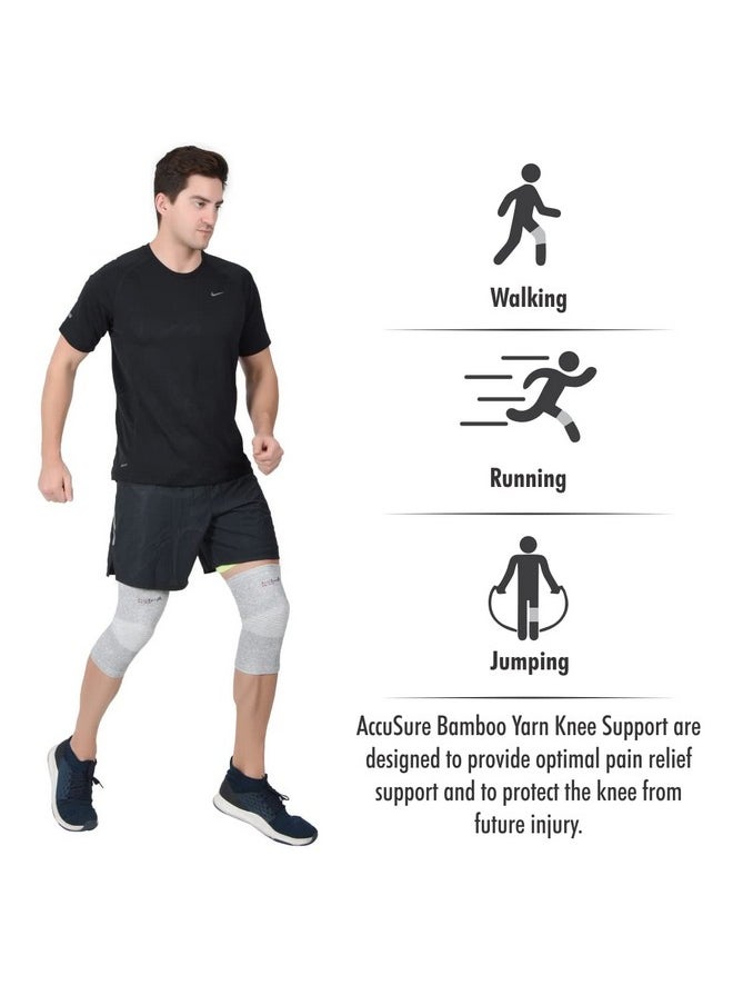 AccuSure - AccuSure Orthopedic Pain Relief Bamboo Yarn Knee Cap Brace/Sleeves Pair For Sports, Pain Relief, Compression Support, Exercise, Running, Cycling,Cap Guard Brace Knee Support For Men And Women-L - Image 1