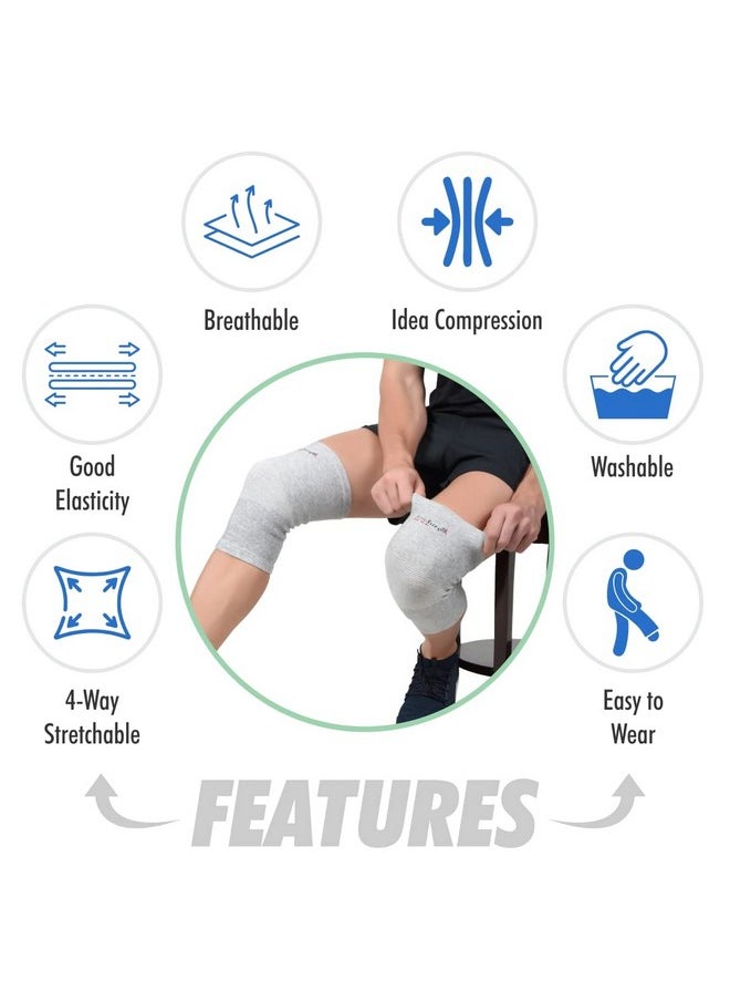 AccuSure - AccuSure Orthopedic Pain Relief Bamboo Yarn Knee Cap Brace/Sleeves Pair For Sports, Pain Relief, Compression Support, Exercise, Running, Cycling,Cap Guard Brace Knee Support For Men And Women-L - Image 1