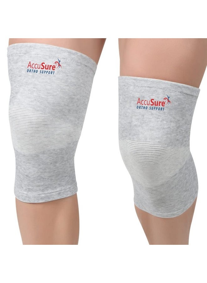 AccuSure - AccuSure Orthopedic Pain Relief Bamboo Yarn Knee Cap Brace/Sleeves Pair For Sports, Pain Relief, Compression Support, Exercise, Running, Cycling,Cap Guard Brace Knee Support For Men And Women-L - Image 1