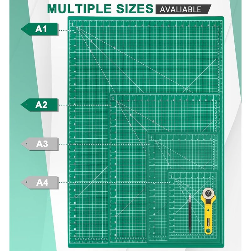 Idemeet A3 12x18 DIY Cutting Mat for Craft, Vinyl, Leather, Paper, Non-Slip PVC  Mesh for Sewing, Quilting, Hobby, Fabric, 5 Layers Double Sided Rotating Cutting Mat - Image 2