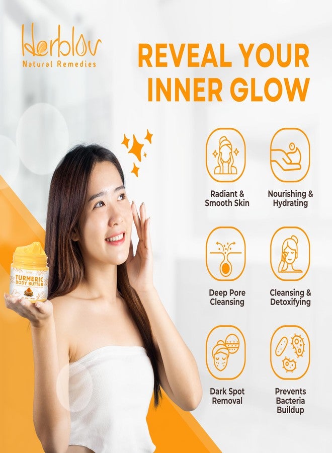 Herblov Turmeric Face Cream – All Natural Skin Brightening Lotion – Turmeric Whipped Body Butter for Dark Spots, Hyperpigmentation – Turmeric Skincare Cleanses, Fights Acne, Evens Tone, Scars, Sun Damage - Image 4
