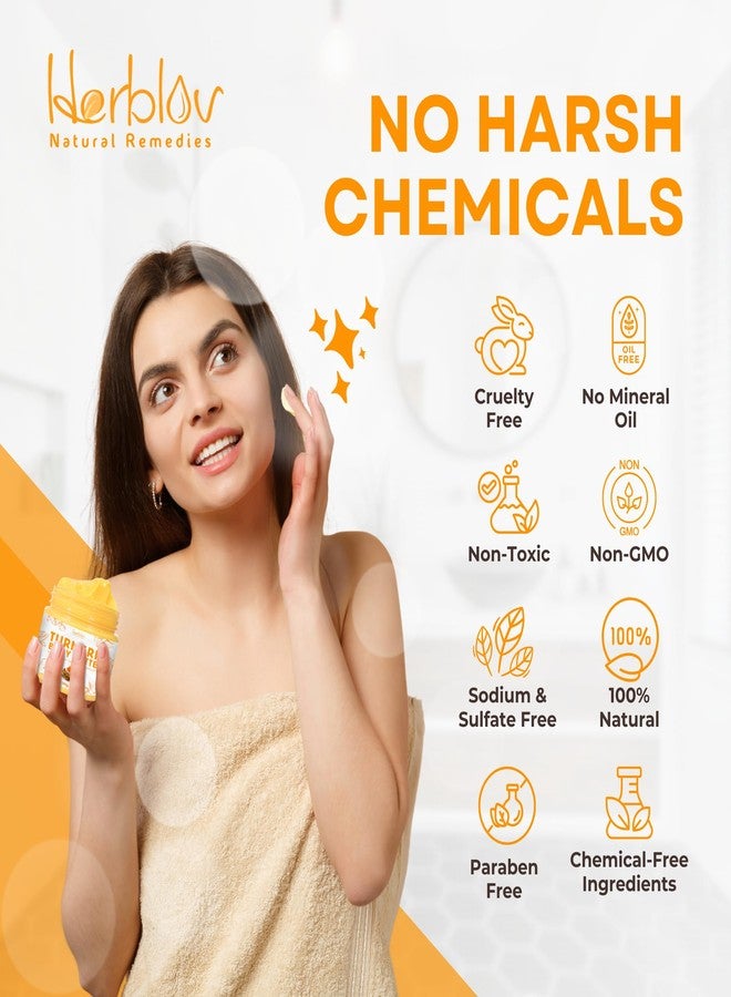 Herblov Turmeric Face Cream – All Natural Skin Brightening Lotion – Turmeric Whipped Body Butter for Dark Spots, Hyperpigmentation – Turmeric Skincare Cleanses, Fights Acne, Evens Tone, Scars, Sun Damage - Image 5