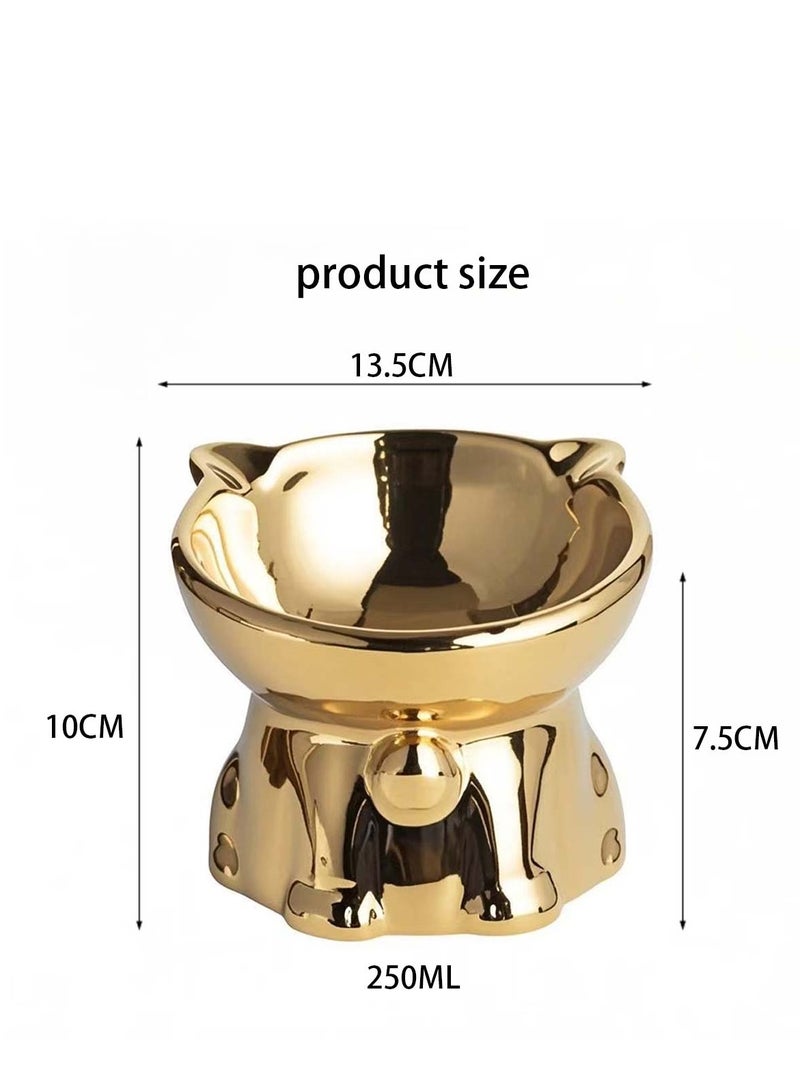 hilimse Golden Ceramic Cat Bowl,Anti spill, Inclined High - legged Design for Neck Protection, Ideal For Food Or Water - Image 5