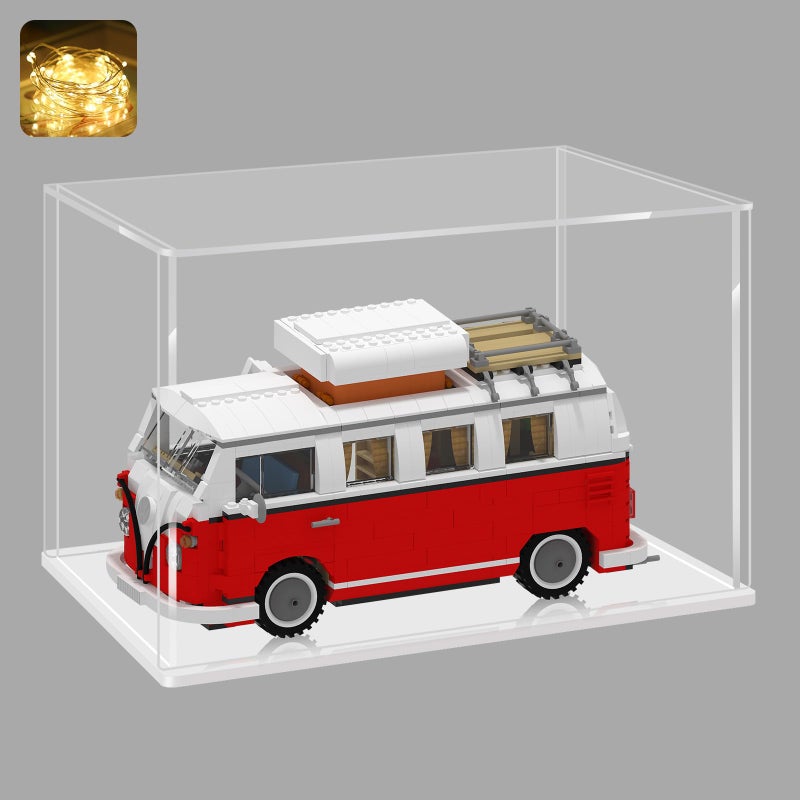 LANSCOERY Acrylic Display Case, Assemble Small Showcase Display Box for Collectibles, with Dustproof & Seamless Display Design, 7x4.7x4.7inch White Base - Image 1