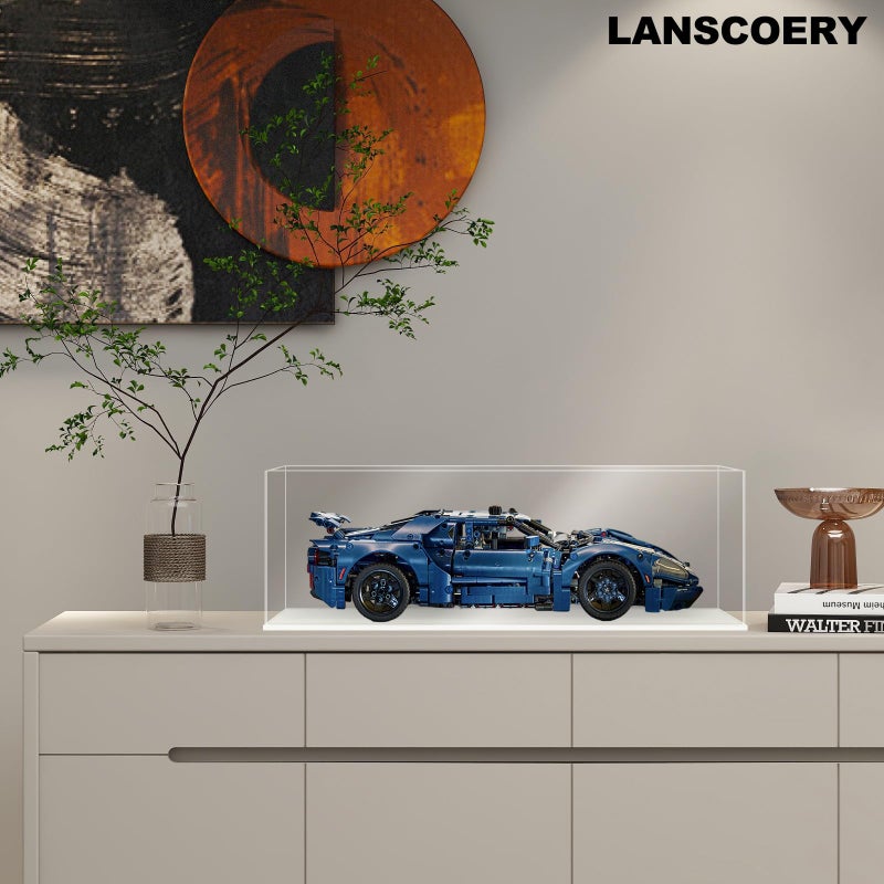 LANSCOERY Acrylic Display Case, Assemble Small Showcase Display Box for Collectibles, with Dustproof & Seamless Display Design, 7x4.7x4.7inch White Base - Image 2