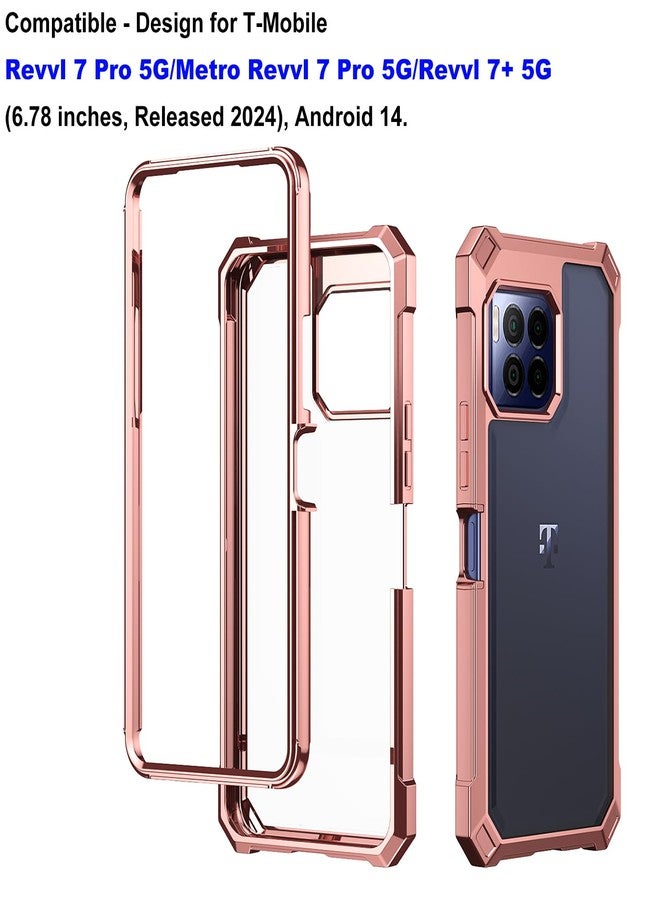 Ailiber جراب Ailiber لهاتف T-Mobile REVVL 7 Pro مع واقي شاشة، طبقة مزدوجة مقاومة للصدمات، شفاف [مضاد للاصفرار]، غطاء رفيع مقاوم للخدش لهاتف Metro REVVL 7 Pro 5G - ذهبي وردي - Image 2