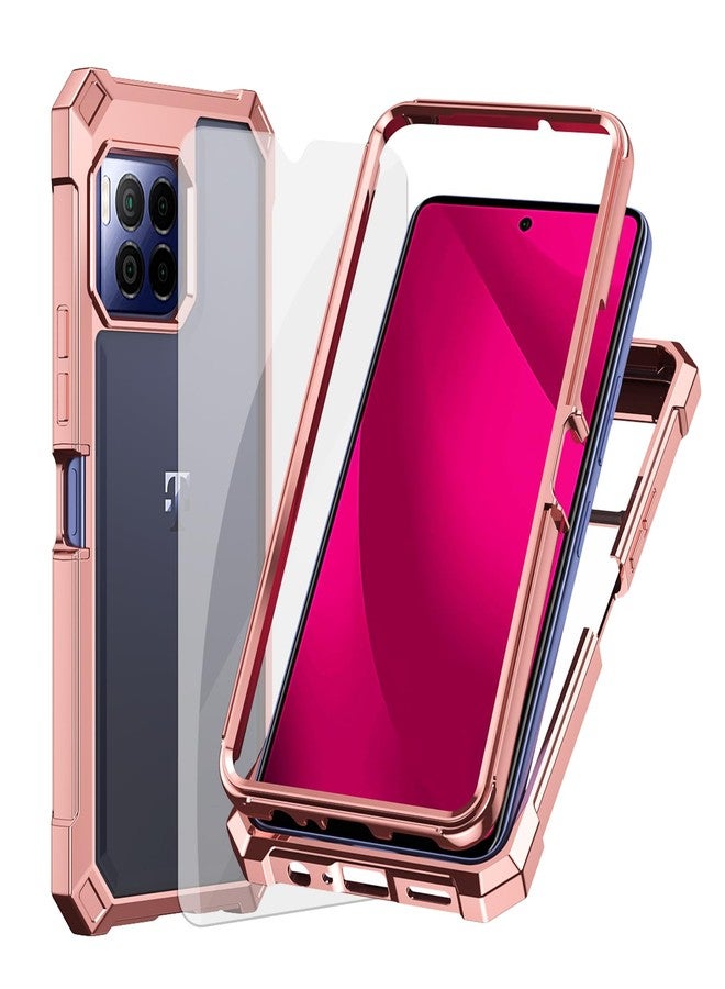 Ailiber جراب Ailiber لهاتف T-Mobile REVVL 7 Pro مع واقي شاشة، طبقة مزدوجة مقاومة للصدمات، شفاف [مضاد للاصفرار]، غطاء رفيع مقاوم للخدش لهاتف Metro REVVL 7 Pro 5G - ذهبي وردي - Image 1