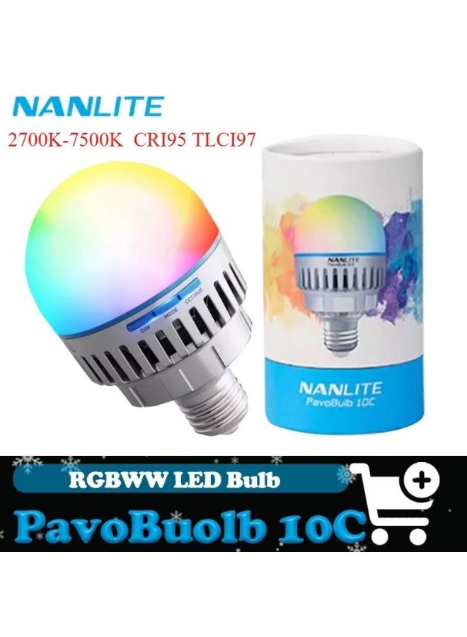 Nanlite PavoBulb 10C Standard RGB Smart LED Light Bulb 10W 2700k-7500k Full-Color Cri95 Tlci97 for Photography - Image 1