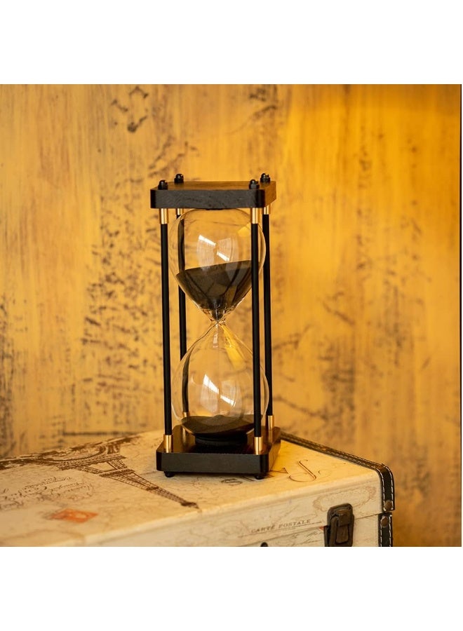 YelaJoy Large Sand Timer, Hourglass Timer 60 Minutes,Vintage Wooden Hour Glass Timer,Modern Home Kitchen Office Decoration (Black) - Image 4
