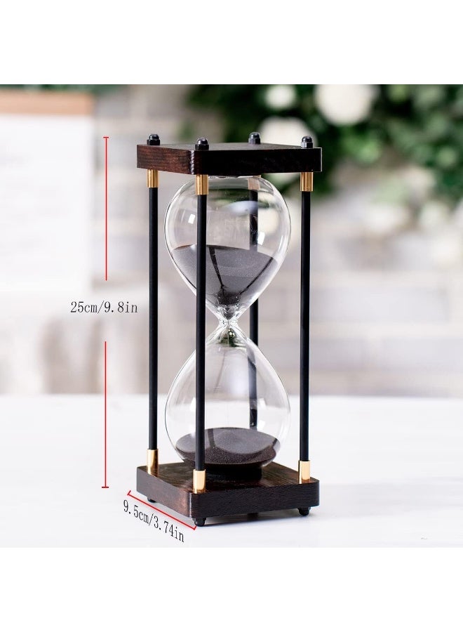 YelaJoy Large Sand Timer, Hourglass Timer 60 Minutes,Vintage Wooden Hour Glass Timer,Modern Home Kitchen Office Decoration (Black) - Image 2