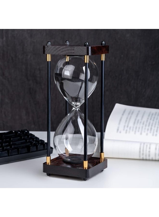 YelaJoy Large Sand Timer, Hourglass Timer 60 Minutes,Vintage Wooden Hour Glass Timer,Modern Home Kitchen Office Decoration (Black) - Image 1