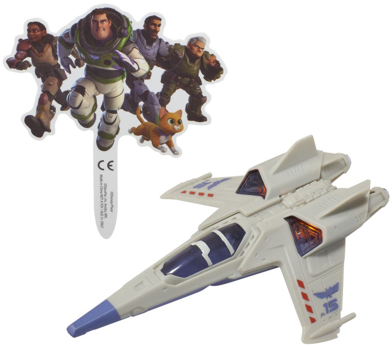 ديكوباك Decopac Decoset Disney و Pixar Lightyear دعنا نفعل هذا! الكعكة توبر مع أضواء العمل الصاروخ الصاروخ والأصدقاء 2 قطعة الديكور - Image 2