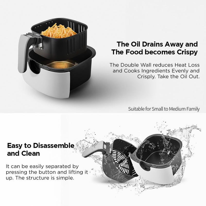 Cuckoo قلاية هوائية كوكو 47 لتر 1400 واط للمطبخ علامة تجارية كورية طهي صحي بدون زيت خبز تحميص CAFC0510D أبيض - Image 3