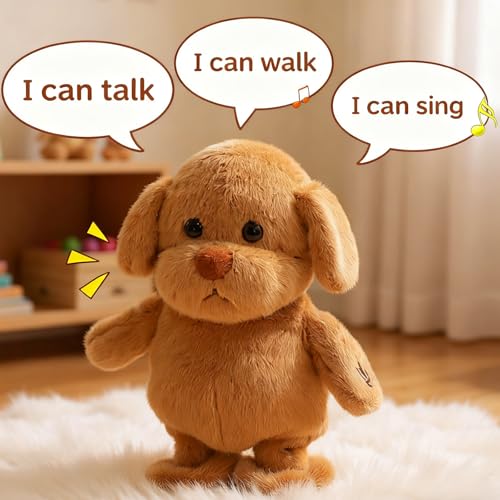 Easfan Talking Puppy Repeats What You Say Walking Singing Stuffed Animal Golden Dog Interactive Plush Toy Funny Animated Toy Mimicking Speaking Birthday for Kids Toddlers8 - Image 5