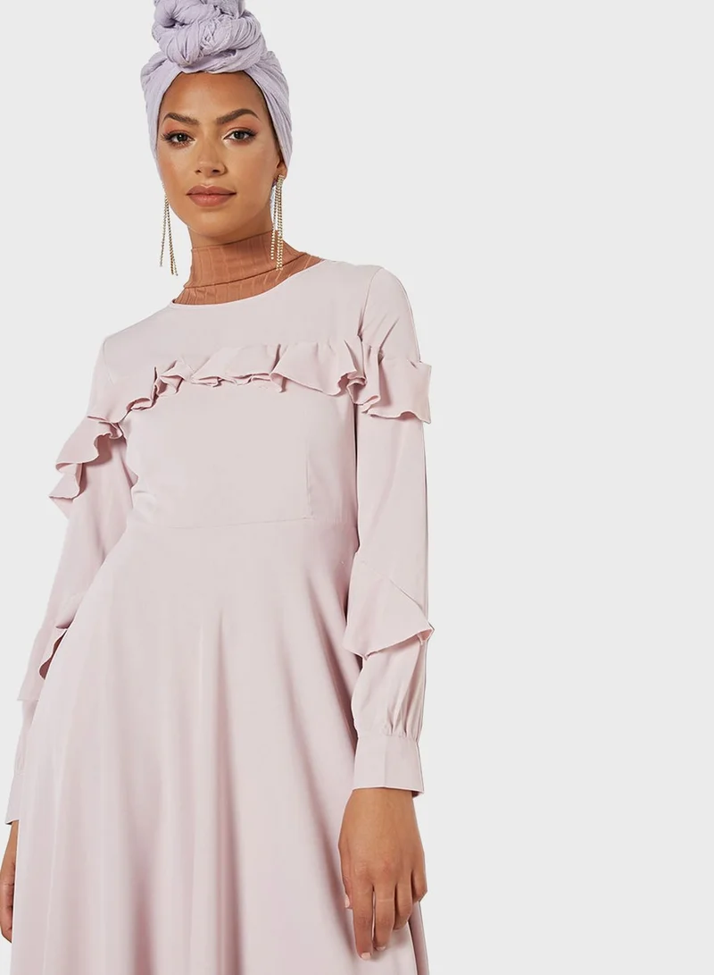 SIVVI for HANIYA Ruffled Long Sleeve Dress