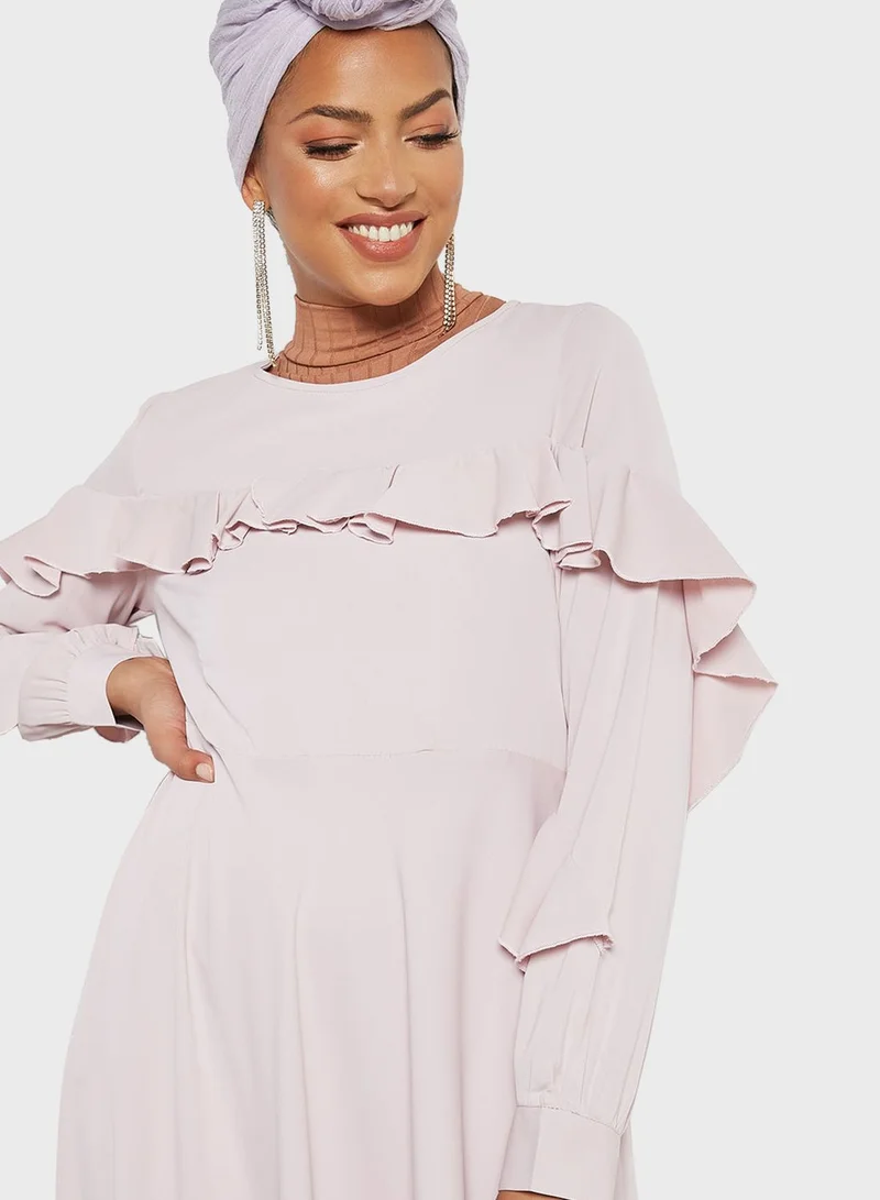 SIVVI for HANIYA Ruffled Long Sleeve Dress