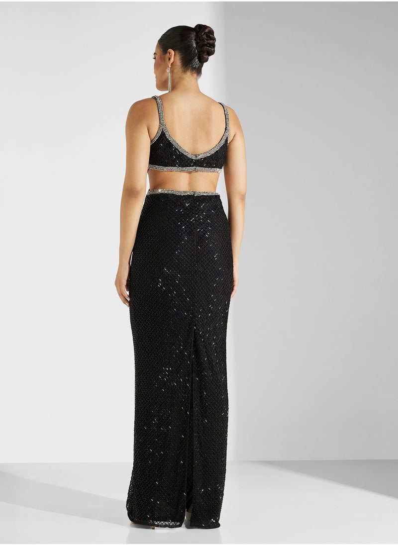 Amelia Rose - Scoop Neck Cut Out Detailed Dress - Image 1