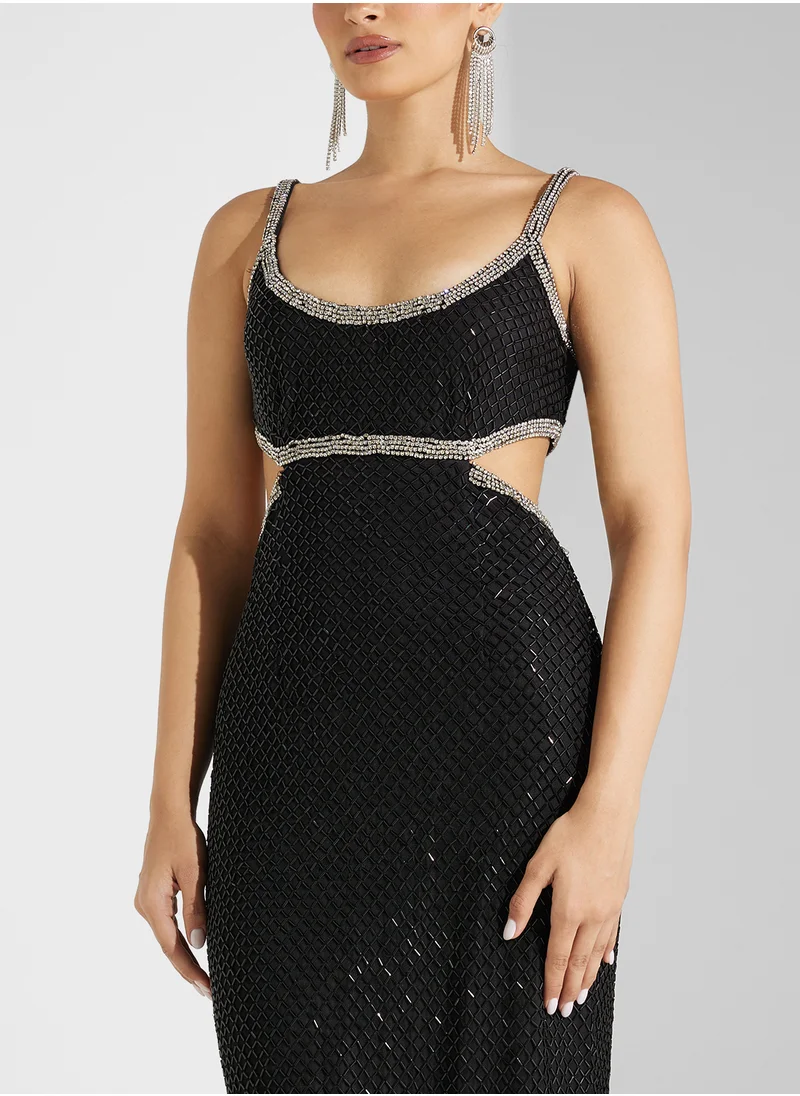 اميليا روز Scoop Neck Cut Out Detailed Dress