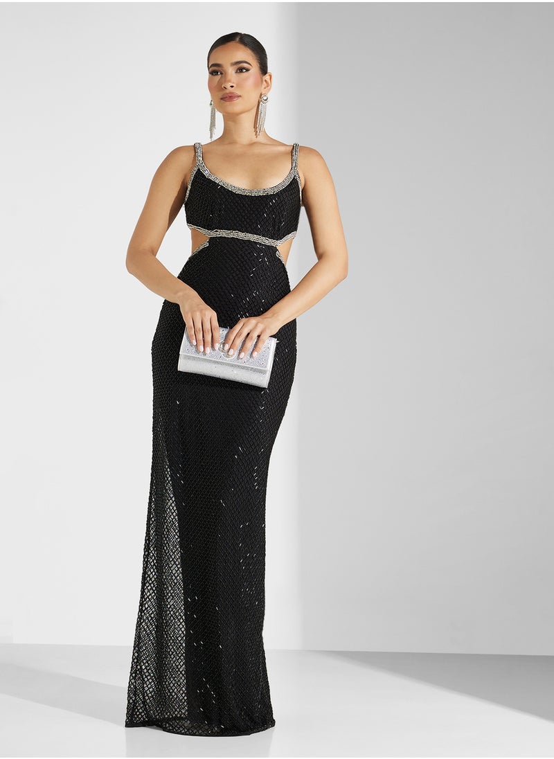 Amelia Rose - Scoop Neck Cut Out Detailed Dress - Image 1
