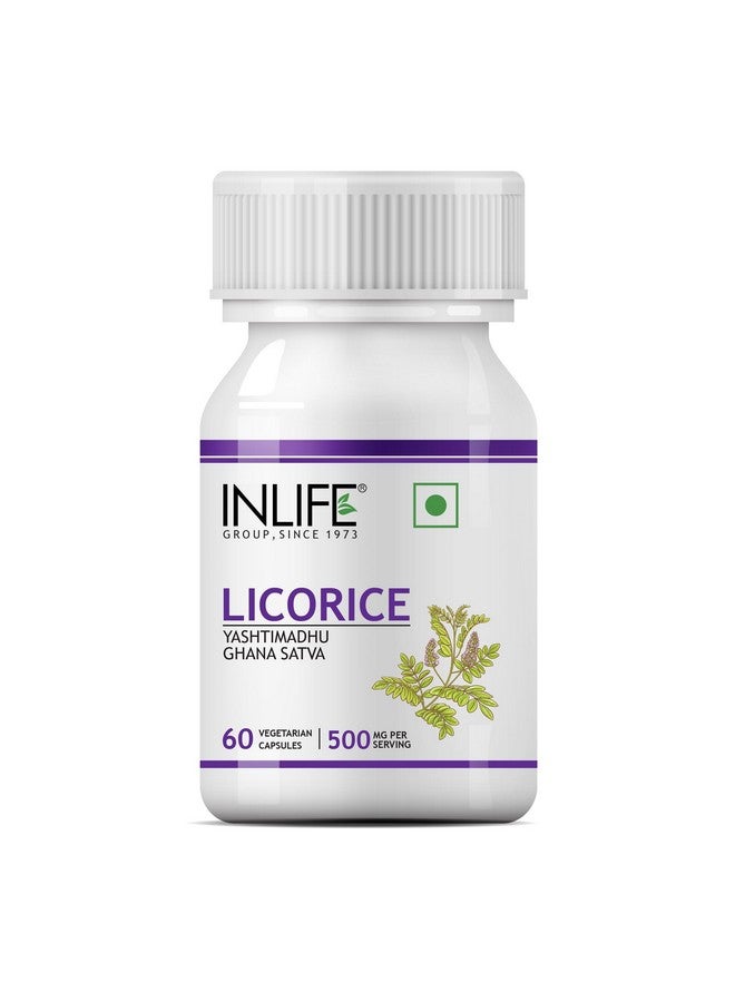 Inlife مستخلص جذر العرقسوس (يستيمادهو) من INLIFE موحد بنسبة 20% من حمض الجلسيريزينيك، 500 ملغ - 60 كبسولة نباتية (عبوة من 1) - Image 1