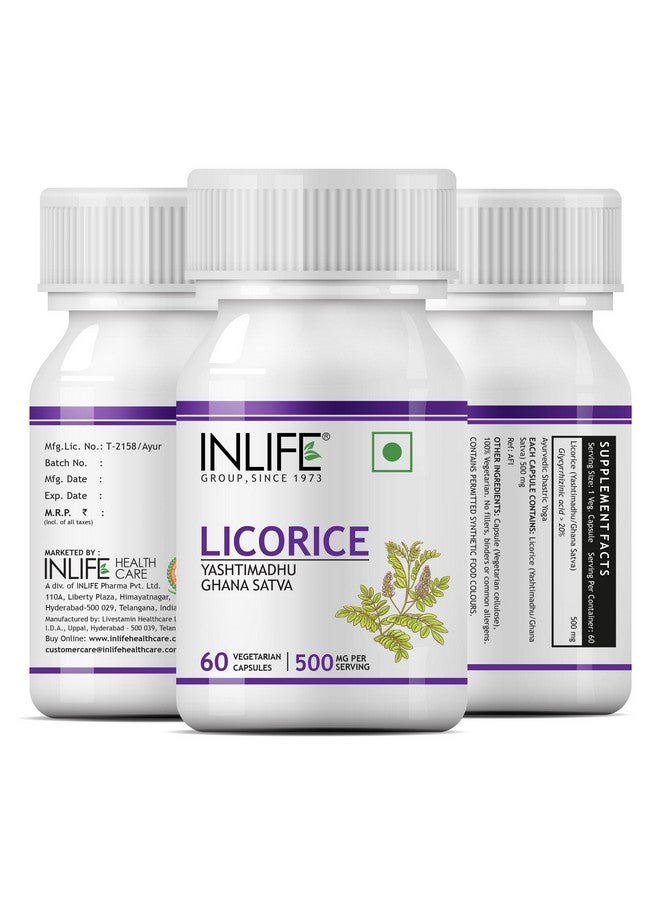 Inlife مستخلص جذر العرقسوس (يستيمادهو) من INLIFE موحد بنسبة 20% من حمض الجلسيريزينيك، 500 ملغ - 60 كبسولة نباتية (عبوة من 1) - Image 5