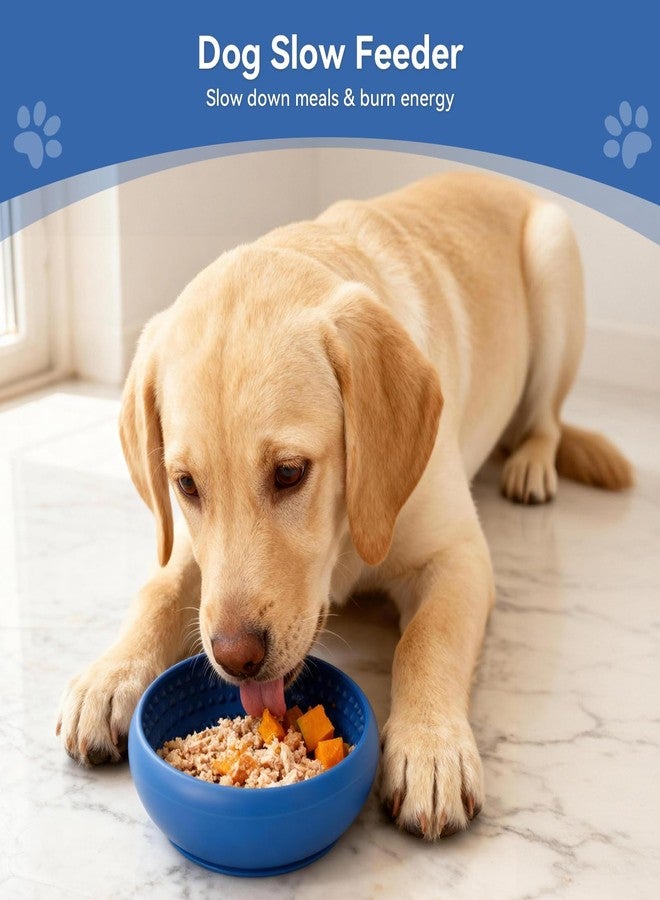 CNMSGM Slow Feeder Dog Bowl, BPA-Free Silicone Lick Mat for Small and Medium Dogs, Non-Slip & Dishwasher Safe(Blue-Medium) - Image 3