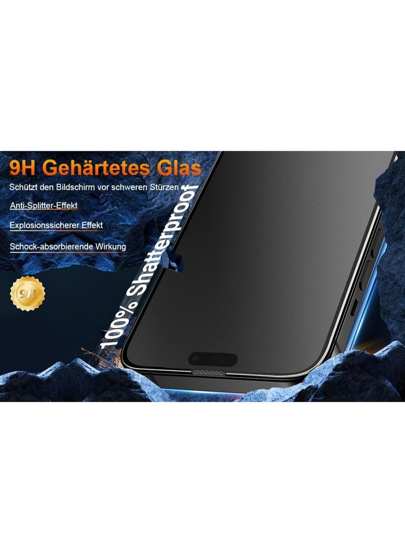 ملبوس واقي شاشة خصوصية لهاتف آيفون 14 برو، عبوة من 2، زجاج مقسى غير لامع، صلابة 9H، مضاد لبصمات الأصابع، مضاد للتوهج، 2.5D (آيفون 14 برو) - Image 5