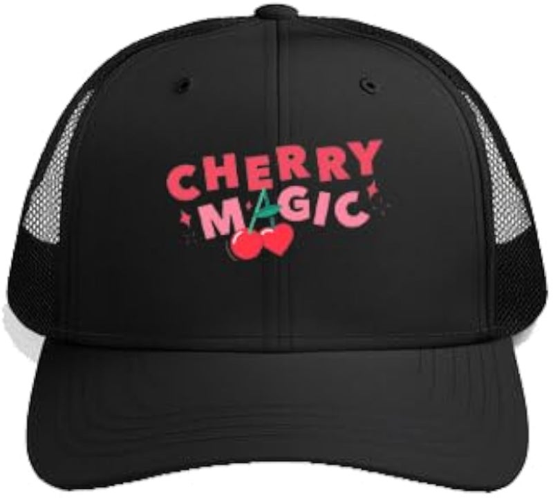 CHERRY MAGIC Plain unisex baseball cap Black
