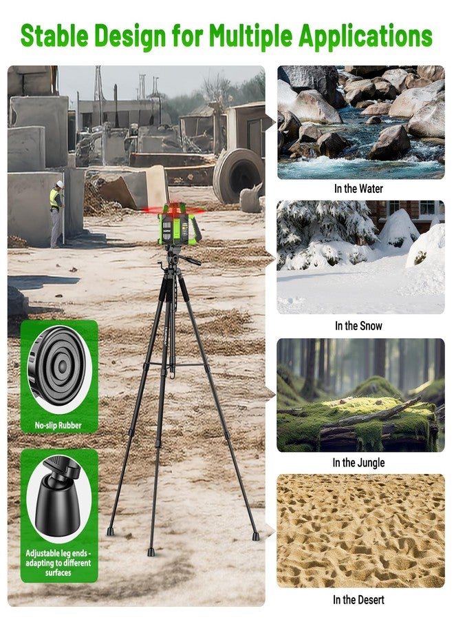 Huepar Lightweight 67.72-Inch Adjustable Laser Level Tripod with 3-Way Swivel Pan Head, Portable Handle, Bubble Level, Quick Release Plate with 1/4" Screw Mount&5/8" UNF Adapter Nut-Camera Tripod T16A - Image 4