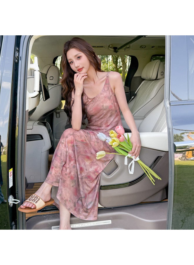 TonLion فستان صيفي نسائي بأكمام طويلة وطبعة شاملة، تصميم أنيق بدون أكمام للتنقل - Image 4