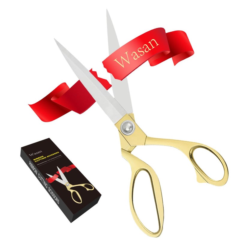 Wasan Ribbon Cutting Scissors Giant Scissors Large Scissors for Ribbon Cutting Ceremony Gold Scissors for Ribbon Cutting Professional Scissors for Fabric Heavy Duty Scissors for Cutting Plastic Cardboard - Image 1