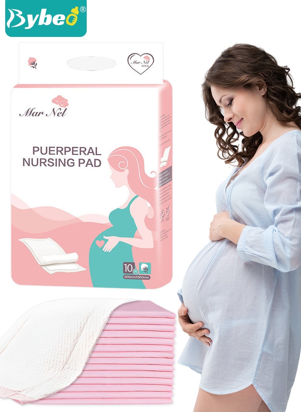 Bybeo 10PCS Disposable Bed Pad, Waterproof Underpads, Ultra-Absorbent Mattress Protector, Bed Wetting Protector Mat for Postpartum Maternity, Adult and Kids 60x90CM