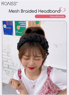 roaiss 4Pcs Braided Headbands for Women Girls, Non Slip Fashion Chiffon Headband Wide Hair Hoop Multicolour Hair Accessories Set  - Image 2