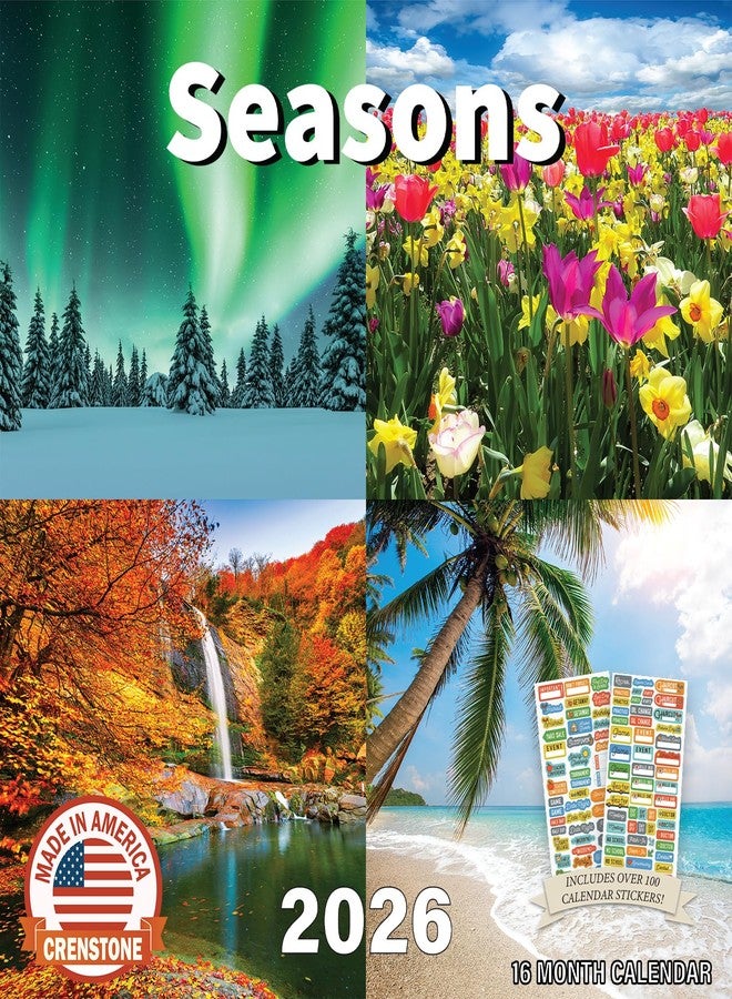 Crenstone Seasons Calendar 2026 - Deluxe 2026 Changing Seasons Wall Calendar Bundle with Over 100 Calendar Reminder Stickers (Nature Gifts, Office Supplies) | Made In The USA - Image 1