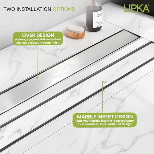 LIPKA 12 x 4 Inches Marble Insert Shower Drain Channel |Waste Water Floor Drain for 21mm Marble| 304 Stainless Steel Invisible Shower Drain Channel For Bathroom Balcony with Cockroach Trap & Side Hole - Image 5