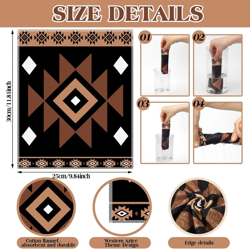 Noveread 36 Pack Western Aztec Reusable Cleaning Cloths Washable Cotton Kitchen Towels for Home(Brown) - Image 4